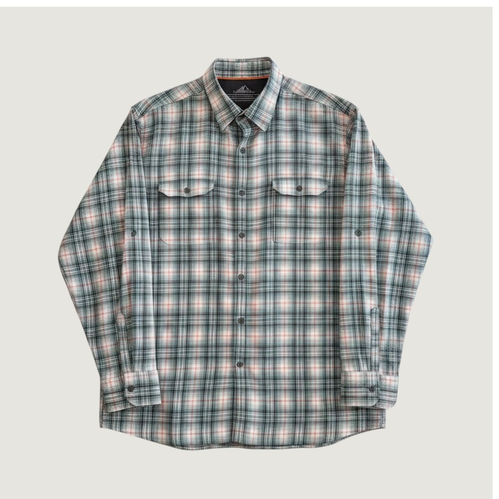 Croft & Barrow Mens XL Quick-Dry Plaid Roll-Tab Sleeve Button Up Shirt BlueGreen